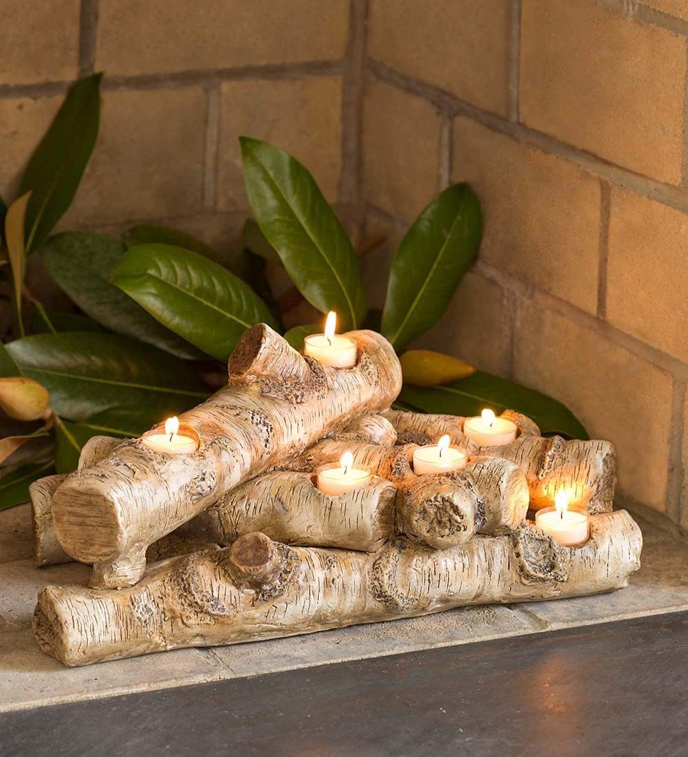 No working fireplace? No problem! Create your own with these logs and tea lights